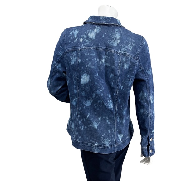 Cafe Marrakech Jean Jacket Custom Bleached Distressed Stretch Denim Medium - Picture 4 of 8